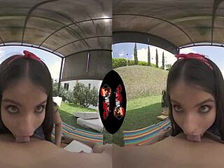 Sexy Cute Teen 18+ Latina Shows Off Big Tits And Nipples In Outdoor VR Reality