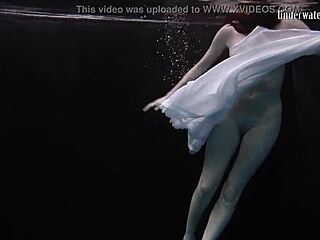 Aqua Girl Andrejka Strips Underwater And Swims