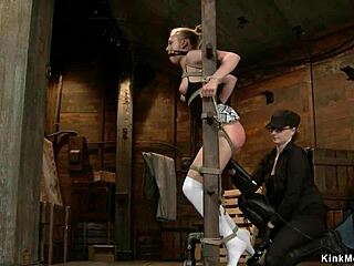 Rough Lesbian Slave Hogtied, Gagged, and Vibrated with Dildo