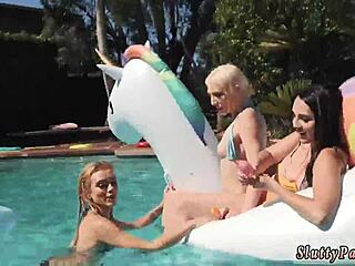 first time squirt facial orgy at summer pool party