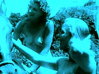 In vintage outdoor taboo scene, natural tits woman bends over for doggystyle with hairy pussy