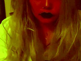 hey, that devil in costume is sucking his cock with gloves until he cums on halloween