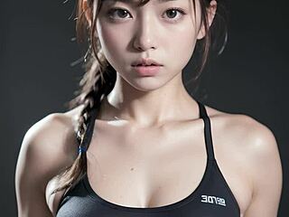 豊満な女がジムでハードトレーニング後にオッパイファック！