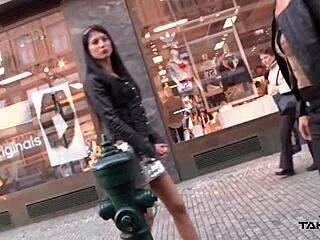 Two Dark Haired Hotties Pick Up Dude On Streets For Intense Fucking. They Suck And Ride Him Hard.