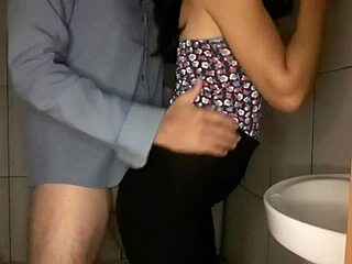 Hot stepdaughter gets monster cock in her ass in the bathroom.