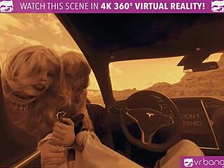 Two blonde babes fuck hard in VR Mars parody threesome