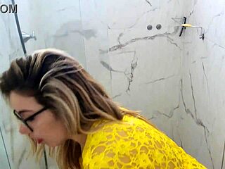 Blonde cleans house, strips panties, masturbates her big ass