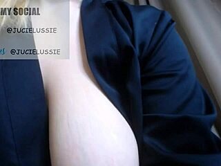 Young 18+ pornstar sucking dildo and jerking with tits on webcam