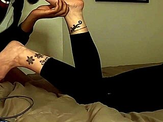 sunny grove interracial footjob with cum on toes