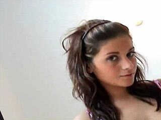 These shiny gold PVC panties fit perfectly on the babe