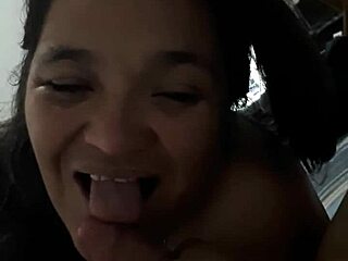 the mexican milf slut sucking cock.