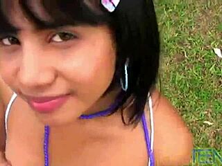 Tobie Teen With Small Tits Fingering Pussy In Garden