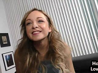 petite 18+ gf wanks bfs pov cock in close-up handjob while talking dirty with small tits exposed