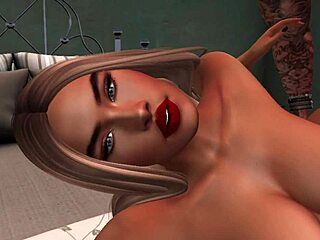 Blonde in thigh high boots and stockings feels intense passion during motel sex with tattooed guy on bed