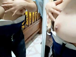 Busty babe teases her tits for tomorrow's fun