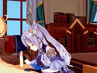 I watchd Genshin Impact hentai where Aether and Ganyu have handjoob and get fuckd, it's so hot with futanari cum