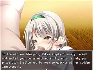 Femdom in tower gives handjob and footjob to tits