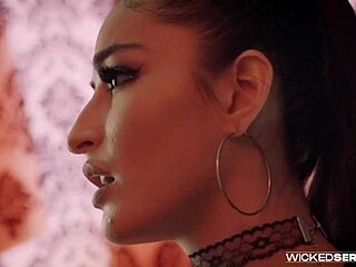 Petite Emily Willis Rides Monster Cock in Red Room Scene 1