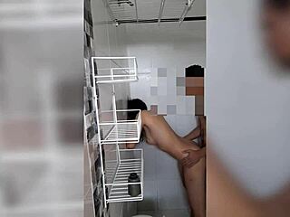 Latina Brunette Bent Over for Big Cock in Bathroom