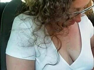 Gorgeous MILF cums hard in McDonald's drive thru with remote toy