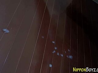 gay asian teen strokes dick in shower bathing