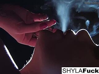 Blonde Pornstar Shyla Indulges in Sexy Smoking Fetish with Big Tits and Ass Solo