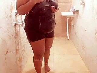 myanmar sexy milf taking shower in bathroom