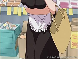 Maid anime fantastica in scena bagnata