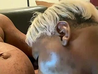 Blonde MILF Gives Sloppy Deepthroat Blowjob To Ebony BBW.