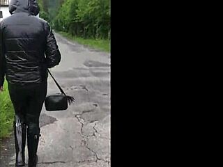 Wife in Hunter Boots and Leather Leggings Homemade Video