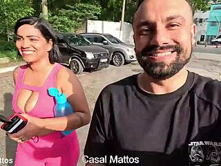 Amateur couple's doggystyle session with big natural tits