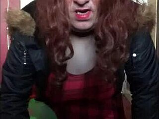 Bisexual crossdresser inserts an object into his anal pussy, then sucks it clean.