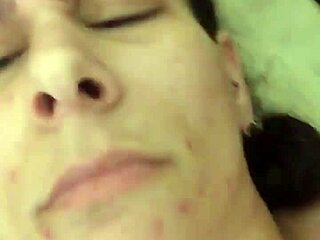 She's using a vibrator on her dry pussy lips, feels so good!