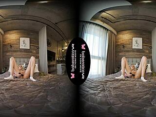 Solo Blonde Mika Masturbates in VR!