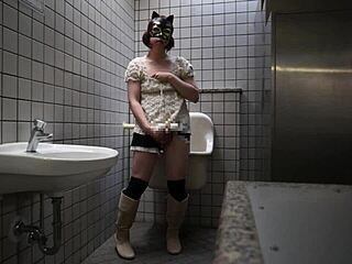 ワオ、日本人クロスドレッサーAyumiが公衆トイレでオナニー、超大胆！