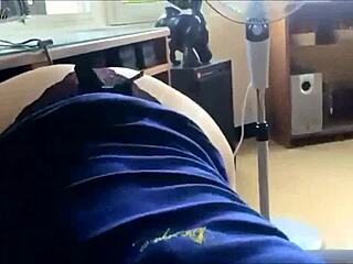 French slut in blue cotton dress gets anal fucked doggystyle with blowjob and dirty talk.