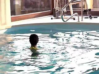 Black Man Pounds Skinny Brunette By Pool