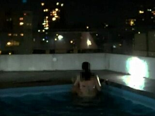 the water couldn't cool us down, so we fucked in the pool, my first time