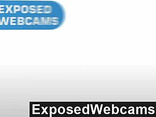 Busty brunette milf Vanessa with piercings masturbates hairless pussy solo on bedroom webcam