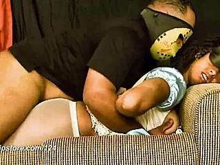 Outfit shoot turns into bondage and footjob for British ebony babe Daniella