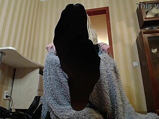 Smell My Feet In Nylon Stockings After Long Day!