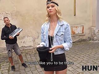 I pick up a tattooed blonde czech babe and fuck her shaved pussy in hunt4k