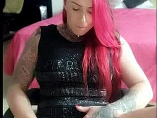 When the boyfriend's away, she enjoys some alone time at home.