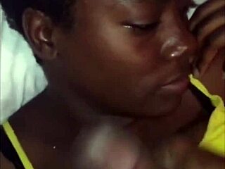 Teen Ebony Slut Takes Backshots. Cumshot Lands Right on Her Face.