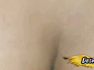 Deshiangel takes intense missionary fuck with creampie.