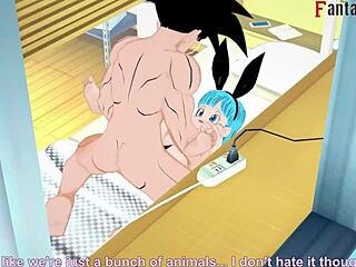 Bulma and Goku fucking while Gohan watches Android 18
