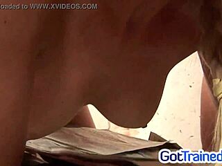 this blonde girl is getting fucked by masked guys in a group threesome with blowjobs