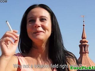 Shy Euro Pickup Babe Flashes Panties