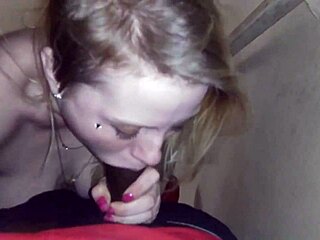 Blond girl deepthroats monster black cock for cum