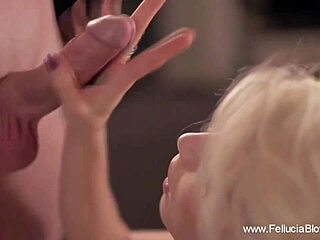 Oh Wow, This Cute Blonde Babe Is Gagging And Sucking Cock For Erotic Handjob Oral Cumshot Action!